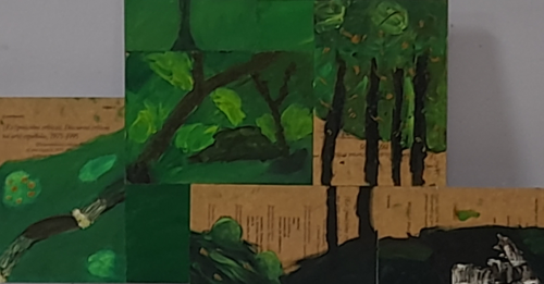 composición de pintura de paisaje